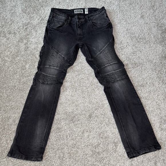 INC International Concept Men Black Tapered Fit Stretch Jeans Pants Size 30X32 - Picture 2 of 12